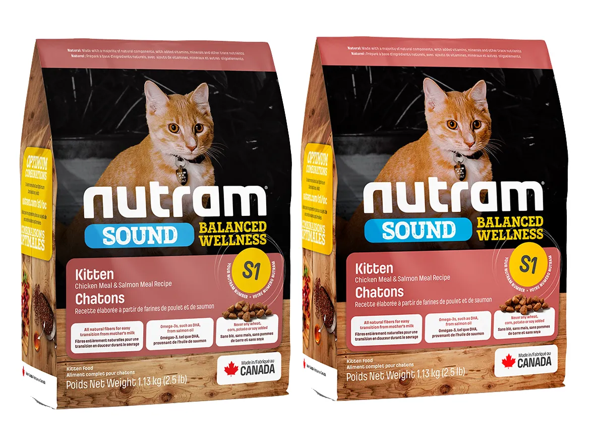 

Сухой корм для кошек Nutram Kitten, мясо курицы и семги, 1.13кг х 2шт, Сухой корм для котят Nutram CAT S1 Kitten Food, мясо курицы и семги 1.13кг х 2шт