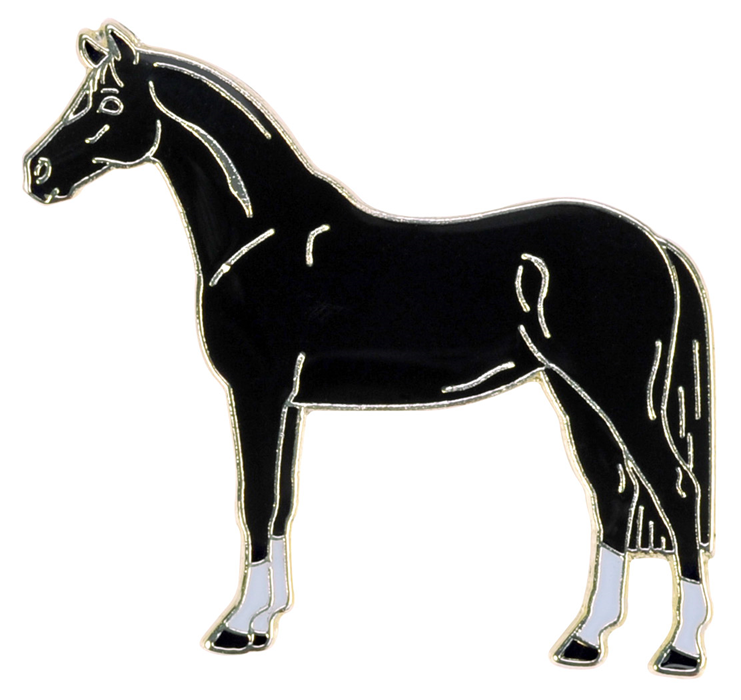 Значок Happy Ross Лошадь в белых носочках, чёрный, 27х24мм