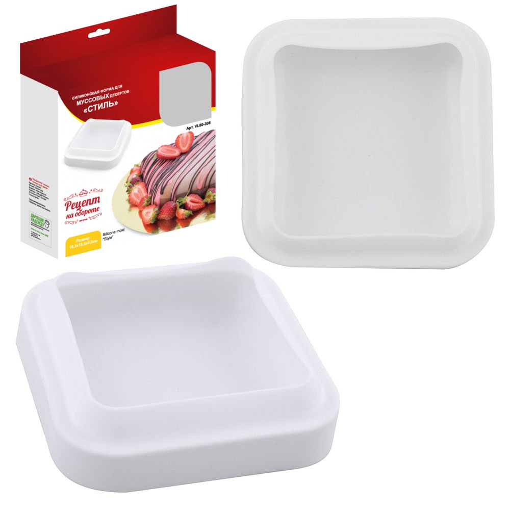 

Силиконовая форма для муссовых тортов «Стиль». Размер 18,5х18,5х5см.