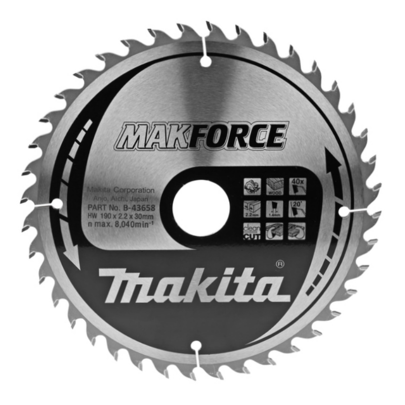 фото Пильный диск для дерева 190x30x1.4x40t makforce makita b-43658