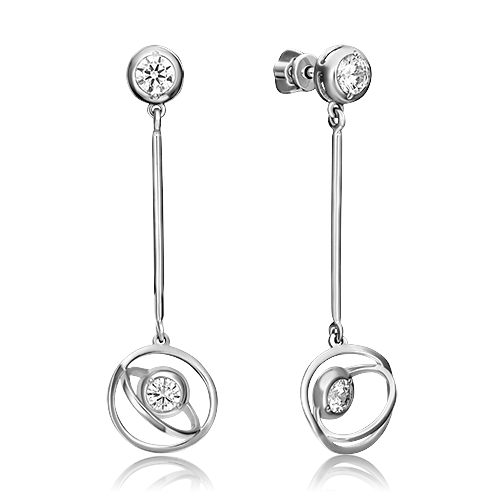 

Серьги подвески из серебра Zlatera 00057, фианит, 00057