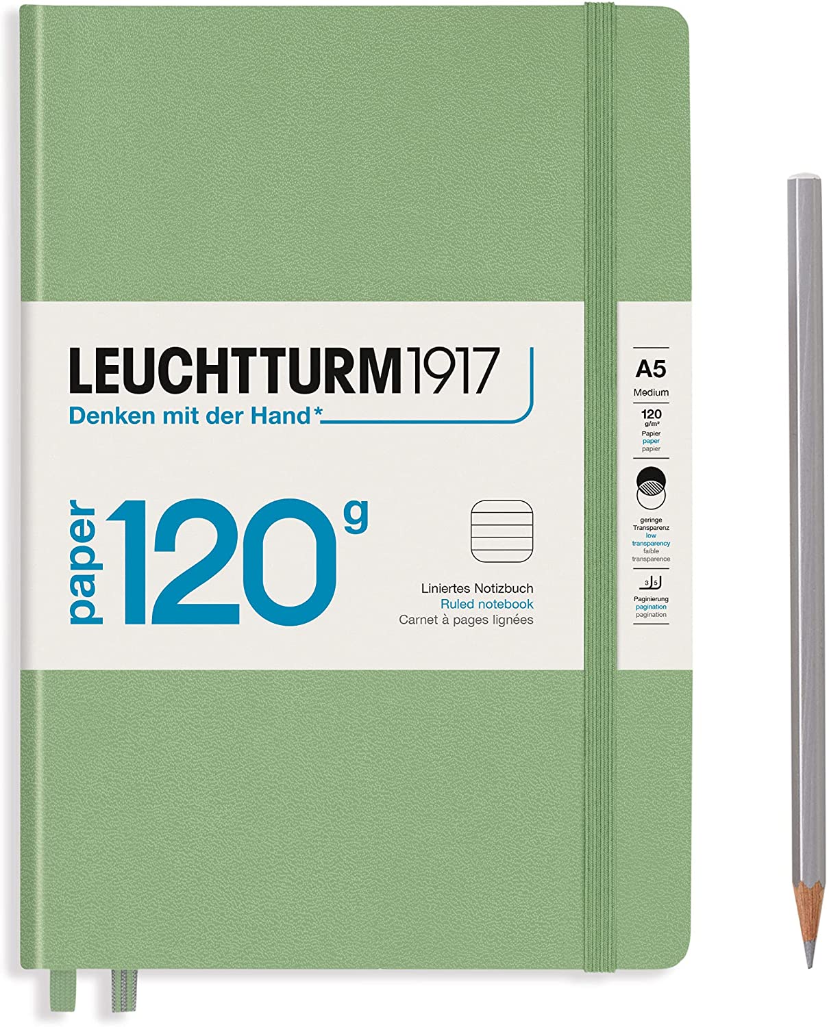 Блокнот Leuchtturm1917 120g Edition А5 в линейку 102 л пастельный зеленый тв. обложка