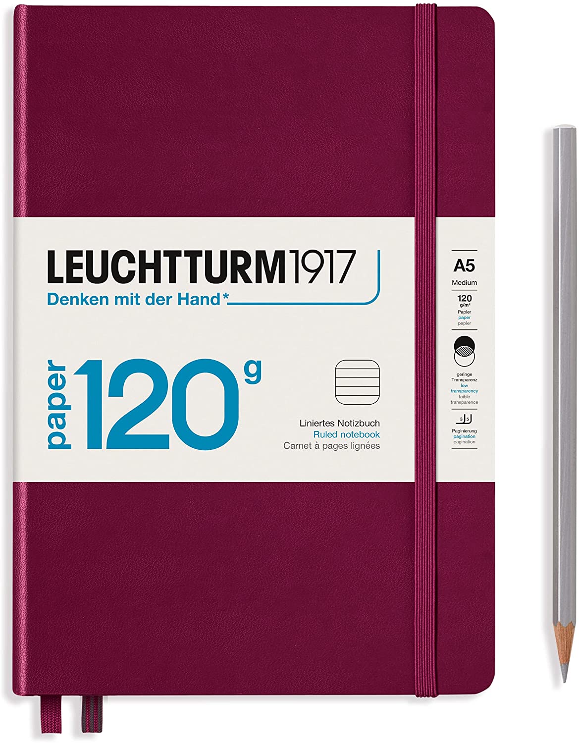 

Блокнот Leuchtturm 120g Edition А5 в линейку 102 листа винный твердая обложка, 120g Edition