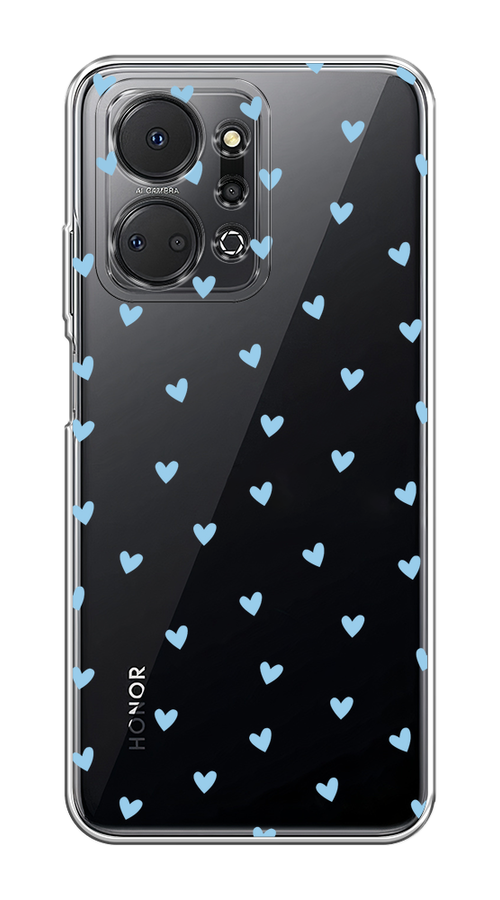 

Чехол на Honor X7A/X7A Plus "Голубые сердечки паттерн", Голубой;прозрачный, 6120650-1
