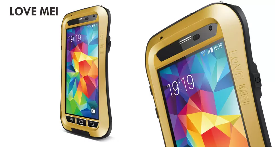 

Влагозащищенный чехол LOVE MEI POWERFUL Waistline version для Samsung Galaxy S5 золотистый, POWERFUL