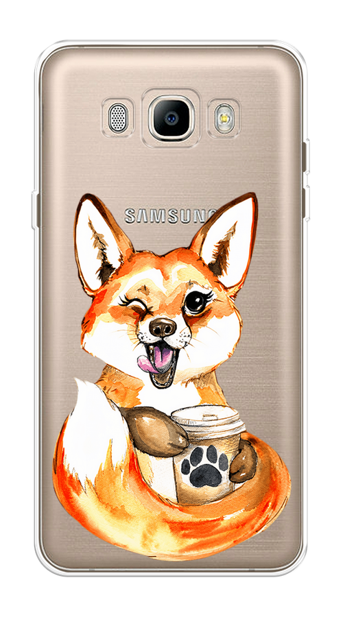 

Чехол на Samsung Galaxy J7 2016 "Подмигивающая лиса с кофе", Оранжевый;белый;коричневый, 23050-4