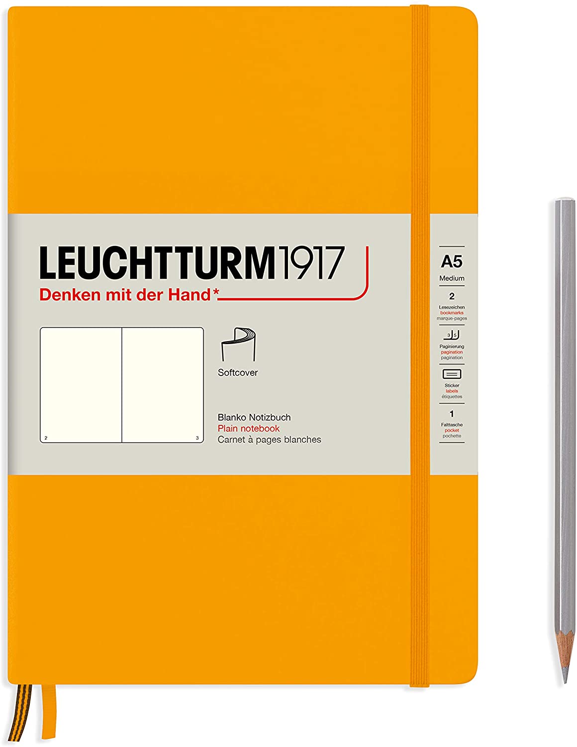 Блокнот Leuchtturm1917 Rising Colours А5 нелинованный 61 лист теплый желтый мягкая обложка