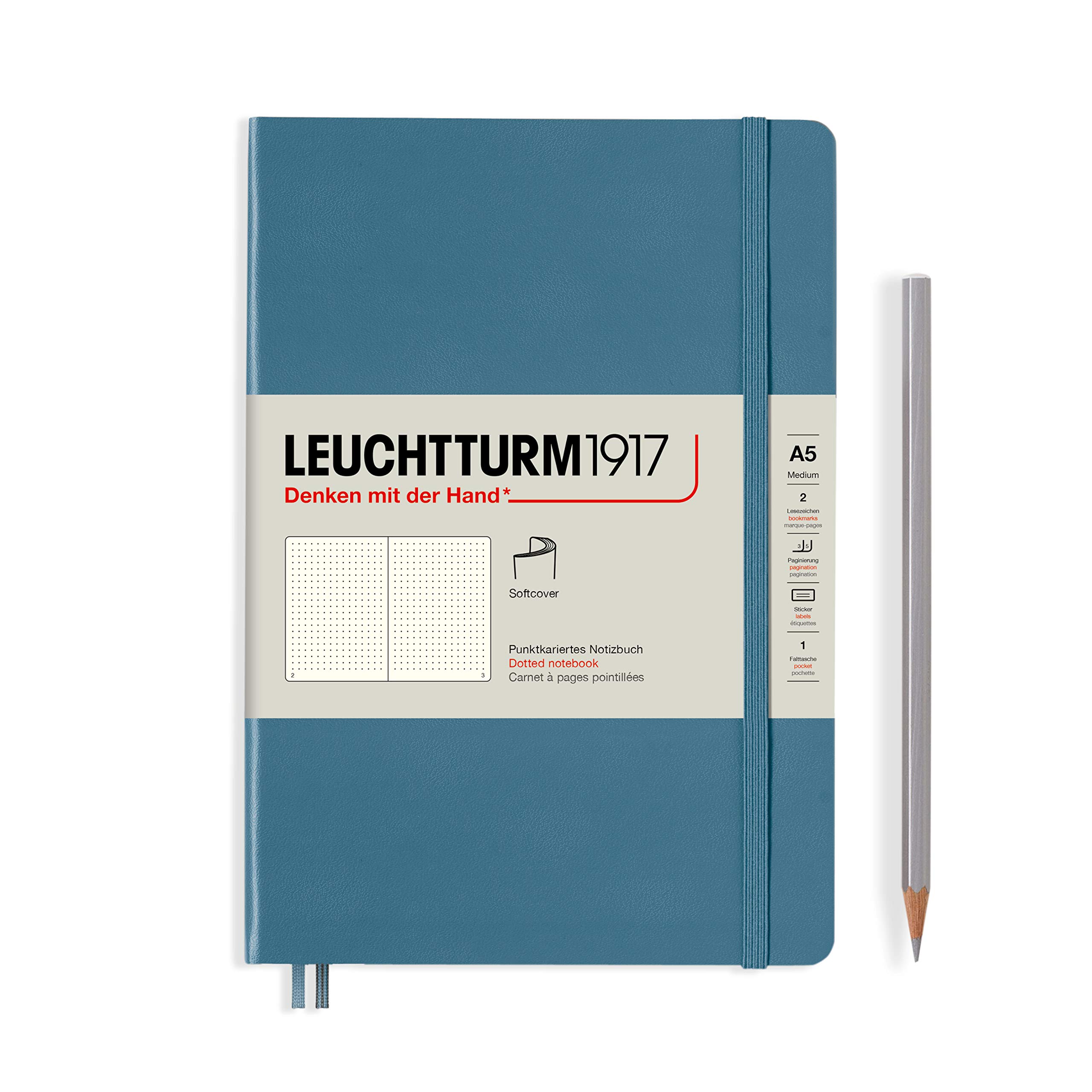 Блокнот Leuchtturm Rising Colours А5 в точку 61 лист голубой камень мягкая обложка