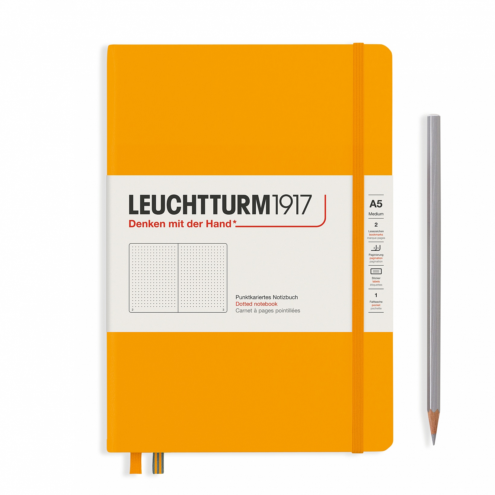 Блокнот Leuchtturm Rising Colours А5 в точку 125 листов теплый желтый твердая обложка