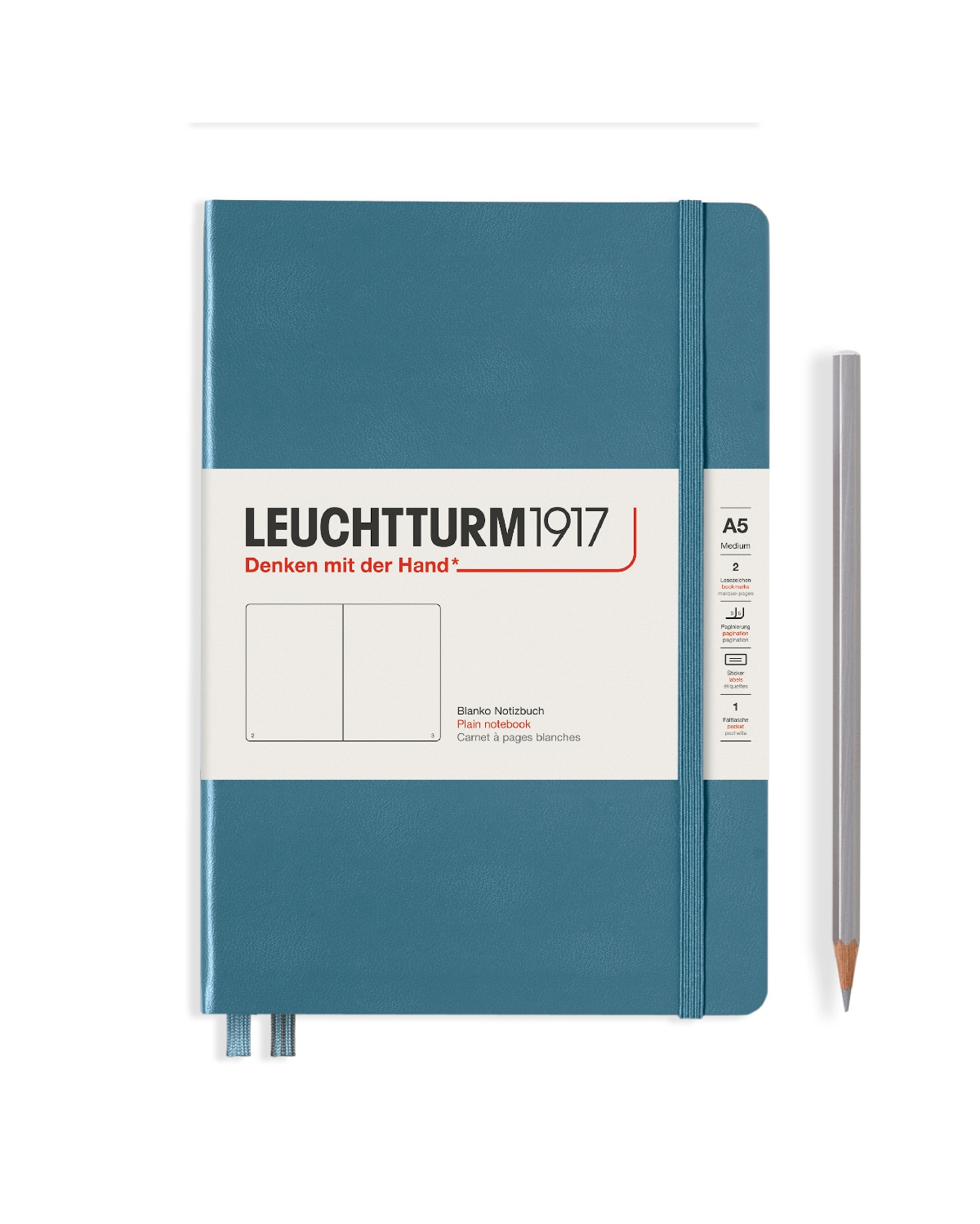 Блокнот Leuchtturm1917 Rising Colours А5 нелинованный 125 л голубой камень тв. обложка