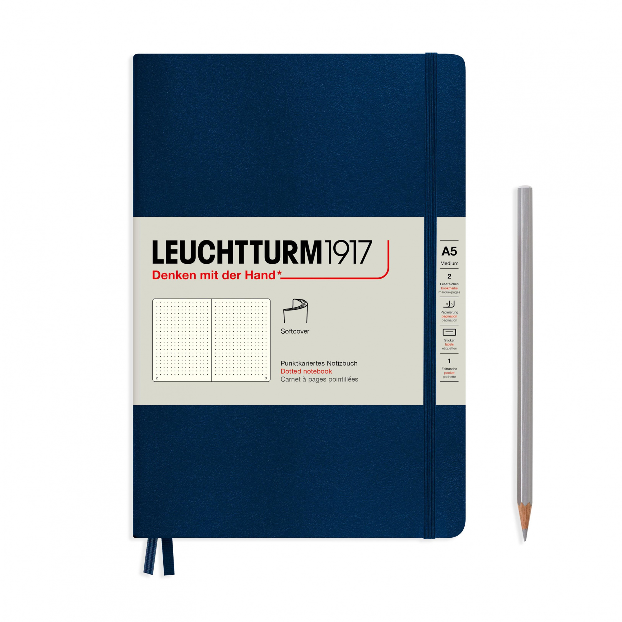 Блокнот Leuchtturm1917 А5 в точку 61 лист темно-синий мягкая обложка