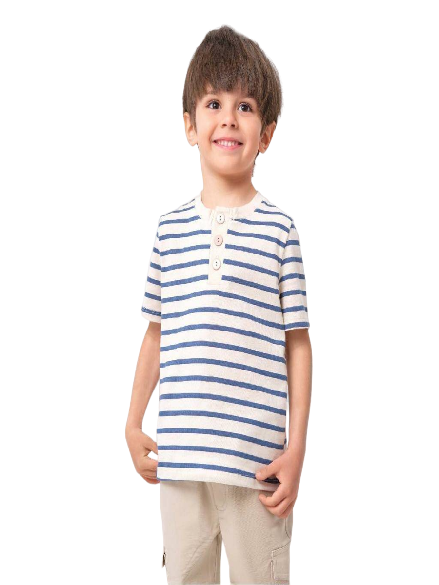 

Футболка детская в полоску KAFTAN Basic line, р.32 (110-116 см), Белый;синий, 000780780