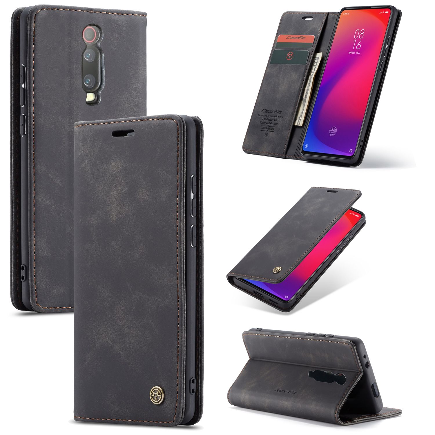 

Кожаный флип-чехол MyPads для Xiaomi Mi 9T/9T Pro/Redmi K20/K20 Pro с кошельком и визит..., Черный