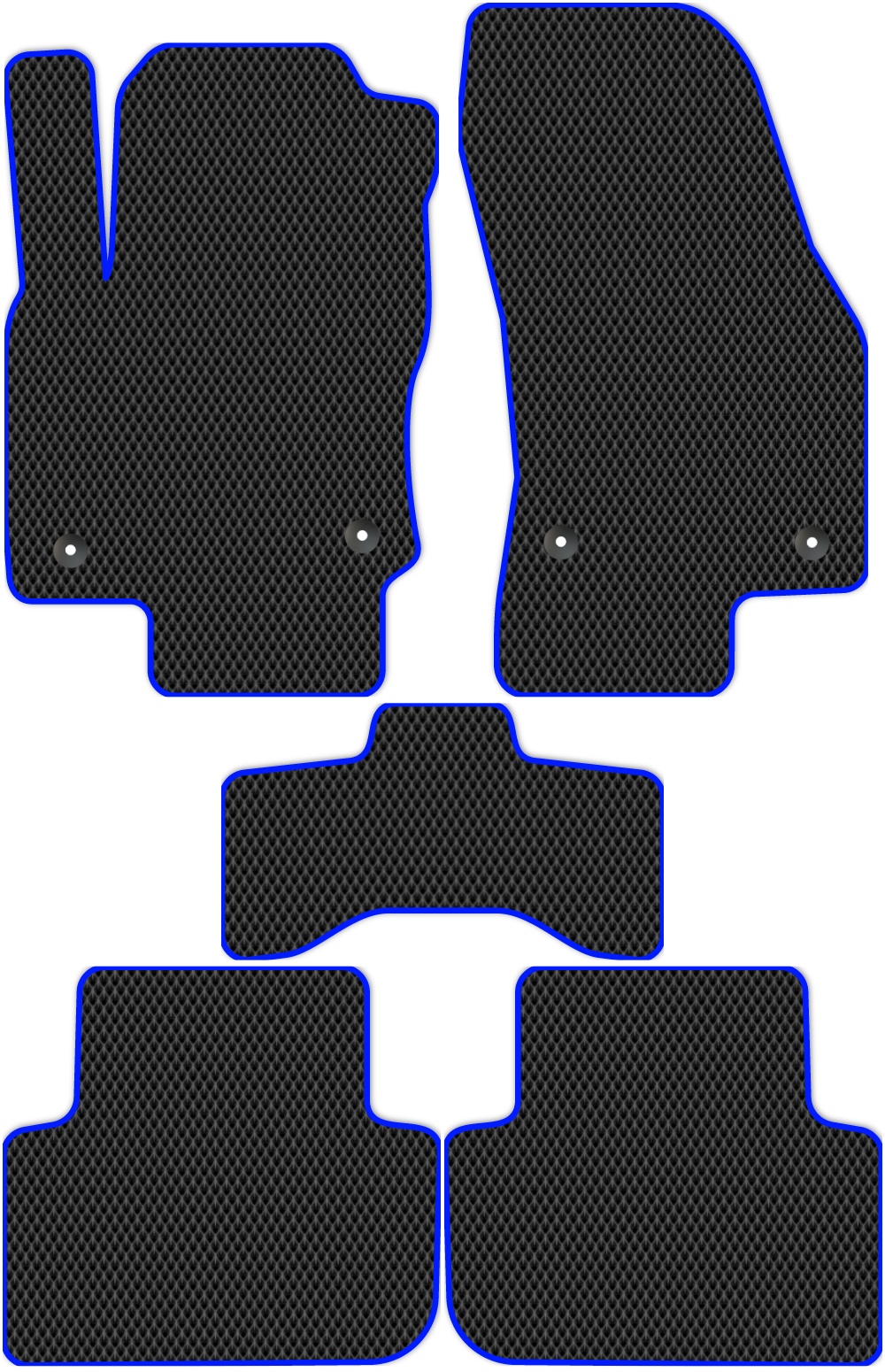 

Коврики ЭВА в салон для Volkswagen Tiguan 2 (AD1) 2021 - Н.В., 5 шт. черный, синий кант, 5050-S5YLT-H