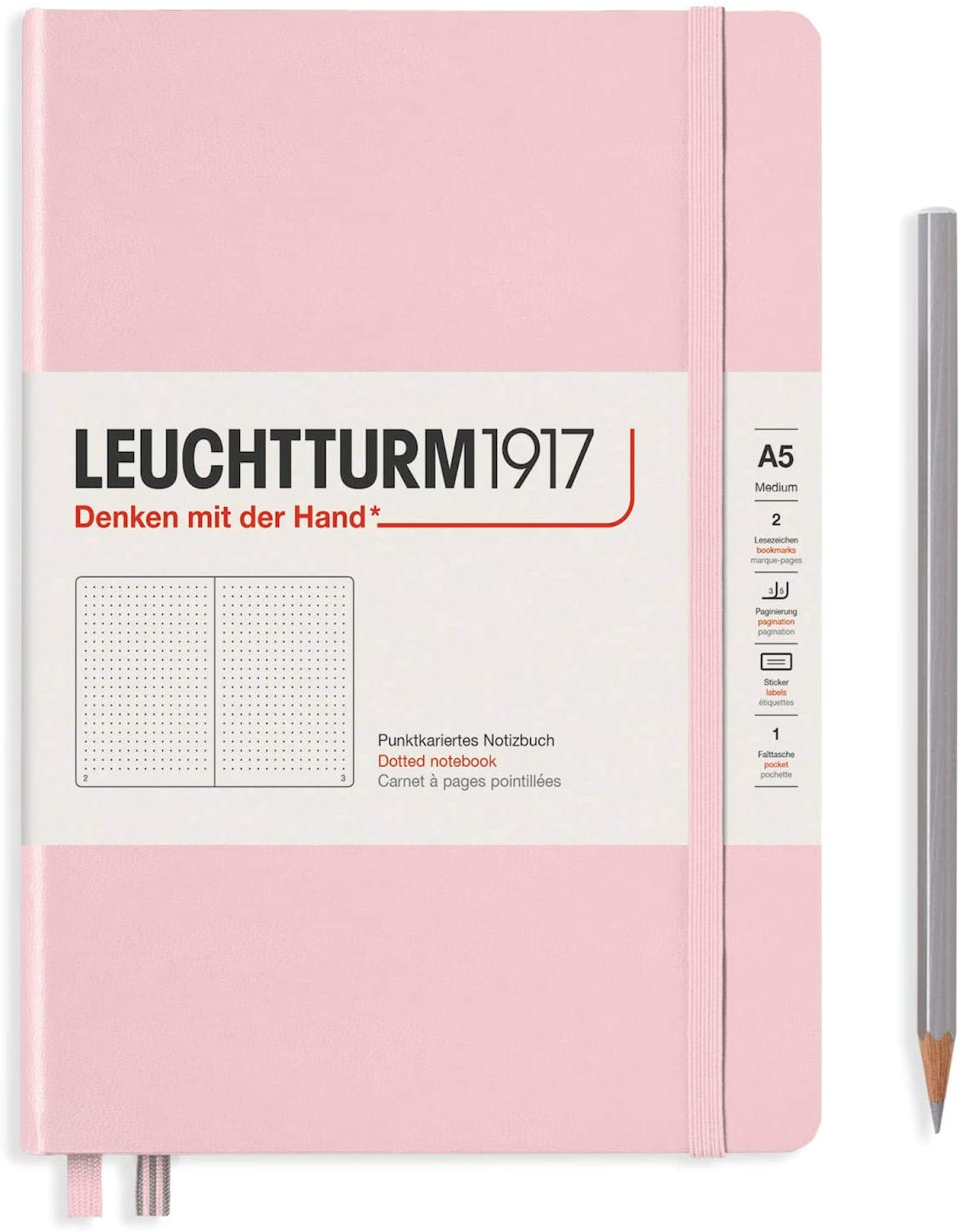 

Блокнот Leuchtturm1917 A5 в точку 125 листов розовый твердая обложка, Hardcover Medium