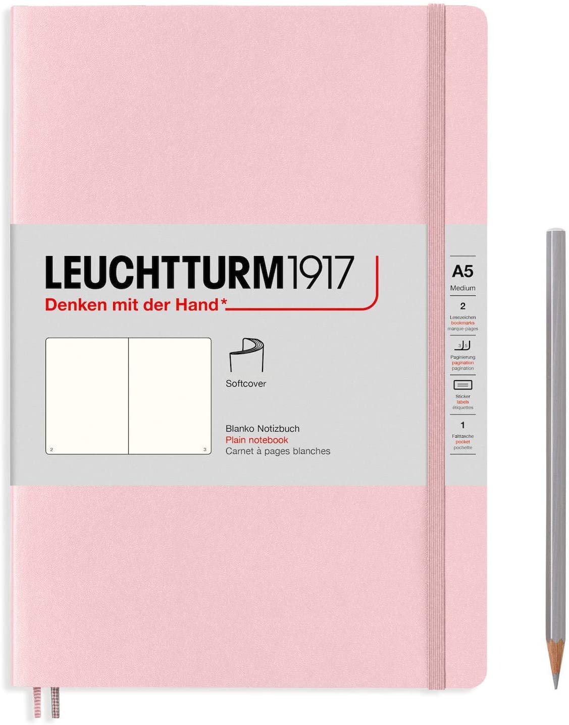 

Блокнот Leuchtturm А5 (нелинованный) 61 лист розовый мягкая обложка, Softcover Medium