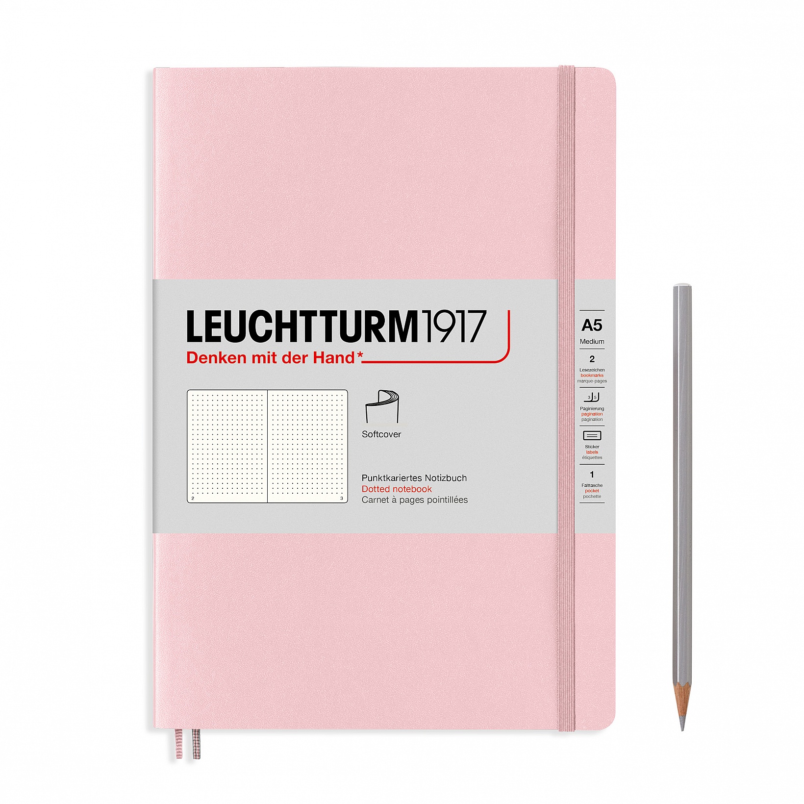 

Блокнот Leuchtturm А5 (в точку) 61 лист розовый мягкая обложка, Softcover Medium