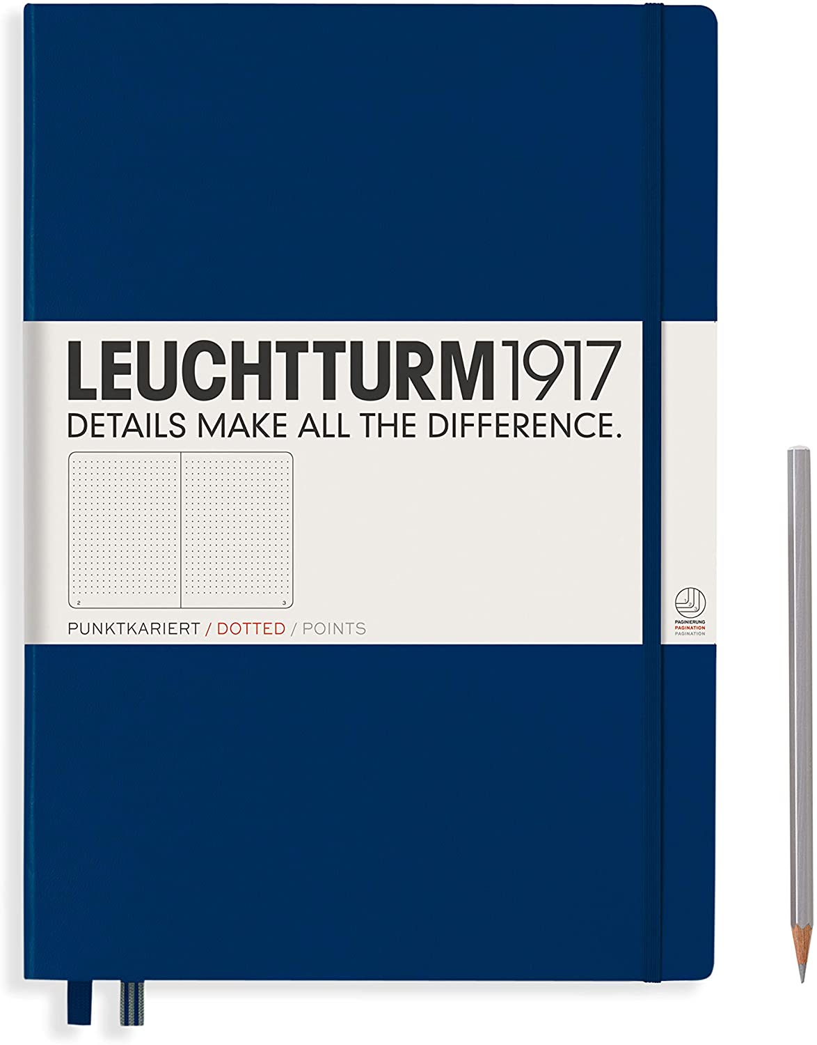 Блокнот Leuchtturm1917 Master A4+ в точку 117 листов темно-синий твердая обложка