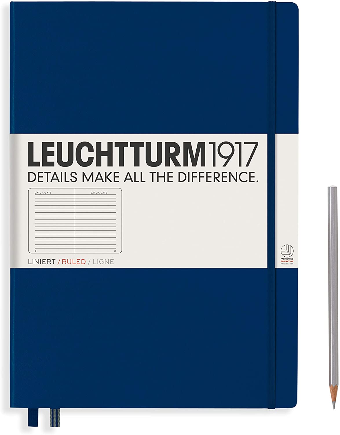 Блокнот Leuchtturm1917 Master A4+ в линейку 117 листов темно-синий твердая обложка