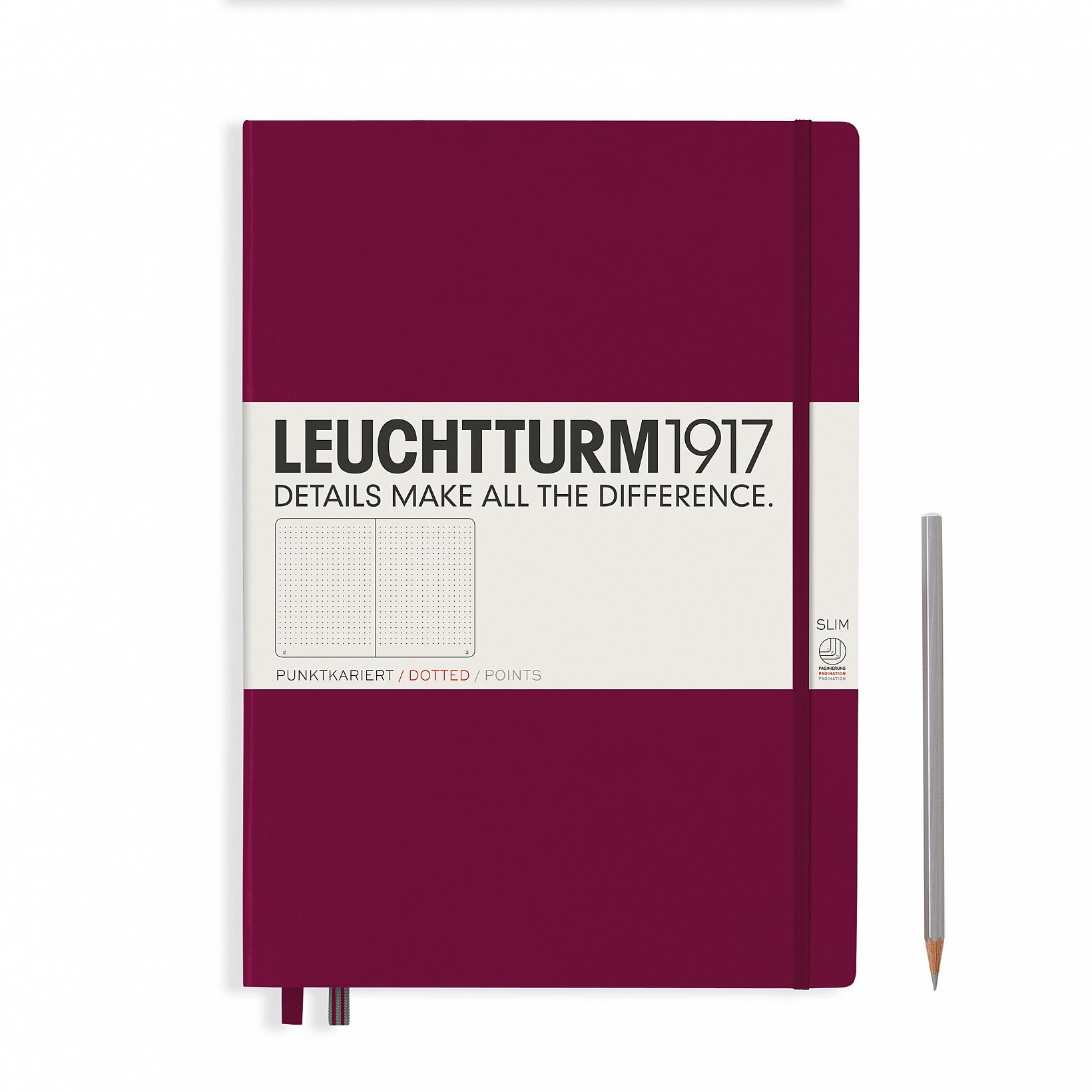 

Блокнот Leuchtturm Master Slim A4+ (в точку) 61 лист винный твердая обложка, Hardcover Master Slim