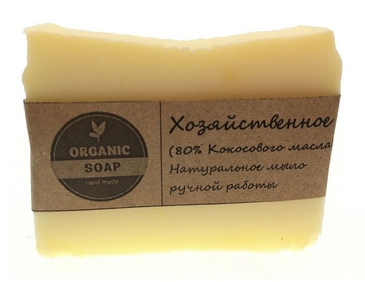 фото Мыло ручной работы хозяйственное твердое 80% кокосового масла, 100 г organic soap hand made