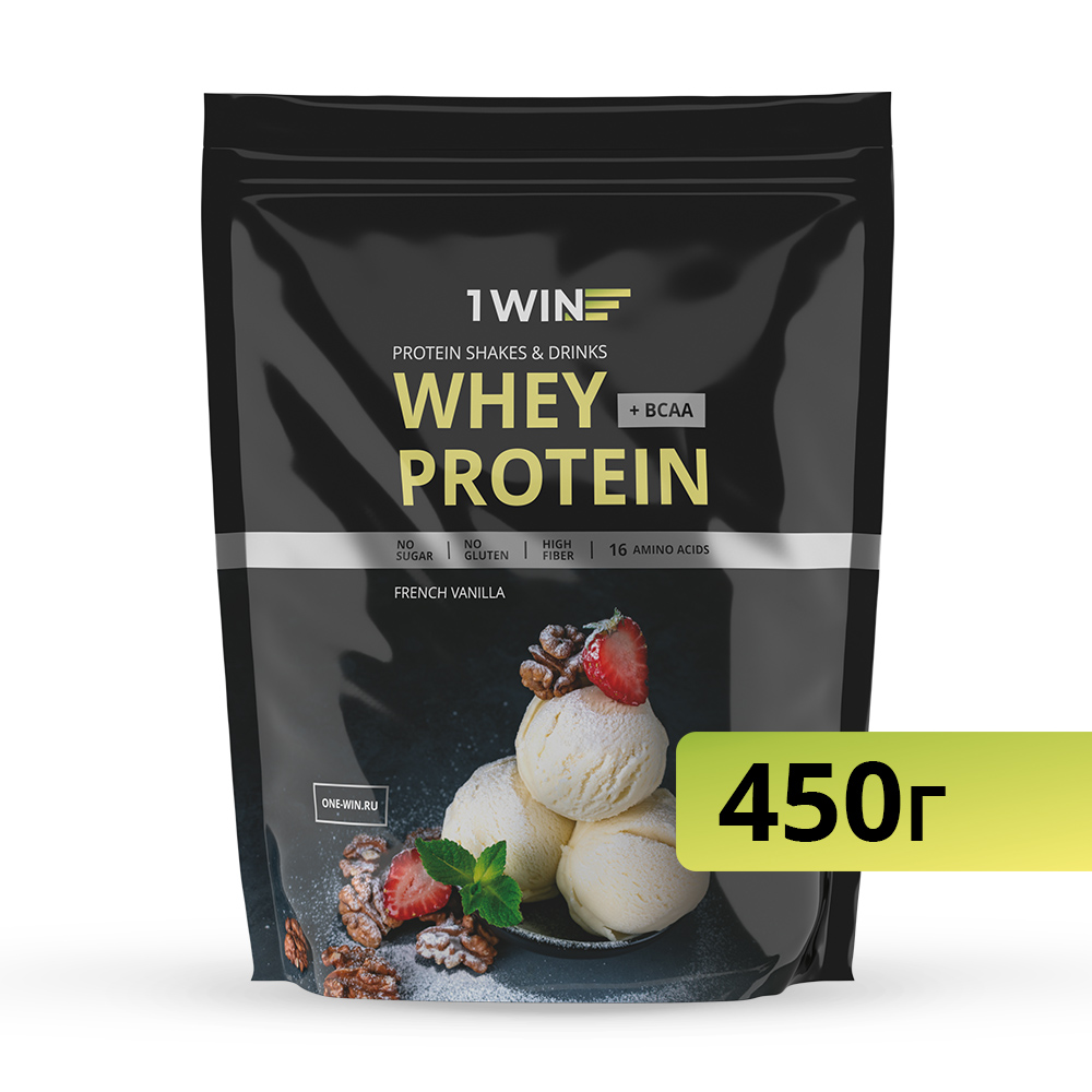 фото 1win / протеин whey protein / белковый коктейль для похудения, французская ваниль / 450г