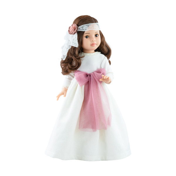 фото Кукла paola reina лидия в праздничном платье с розовым поясом, шарнирная, 60 см 06518