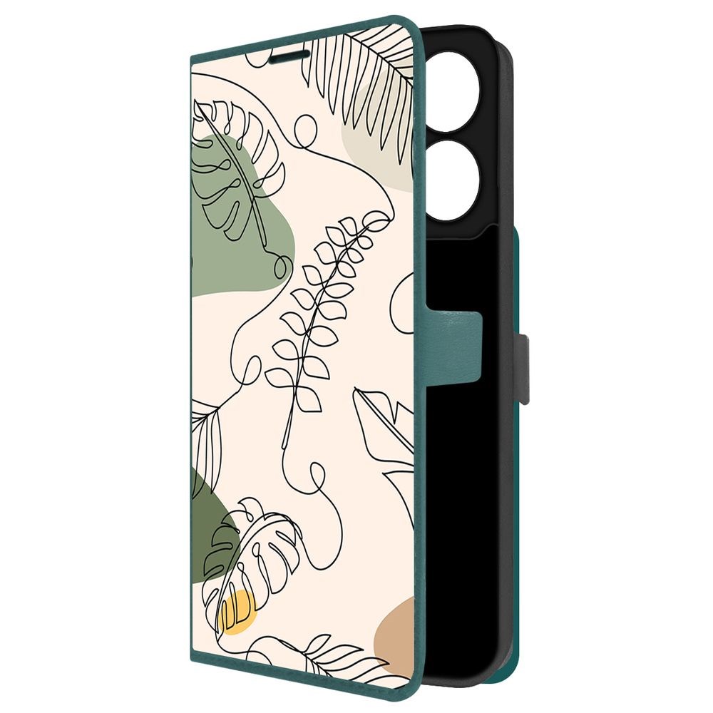 

Чехол-книжка Krutoff Eco Book для Xiaomi Poco C65 Линия весны (зелёный опал), Зеленый