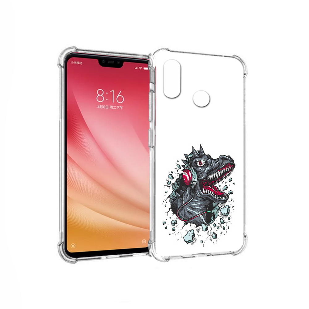 

Чехол MyPads Tocco для Xiaomi Mi 8 Нарисованный динозавр в наушниках (PT110454.314.124), Прозрачный, Tocco