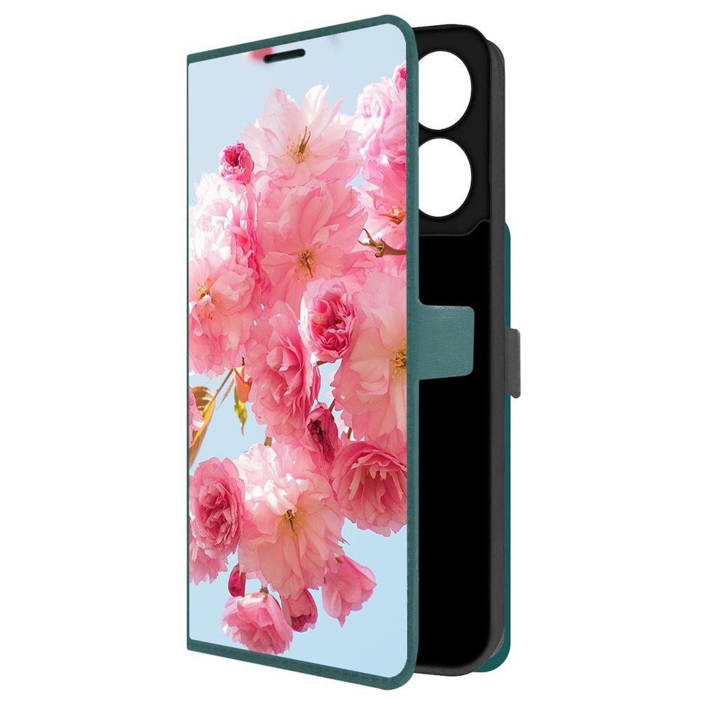 

Чехол-книжка Krutoff Eco Book для Xiaomi Poco C65 Сакура (зелёный опал), Зеленый