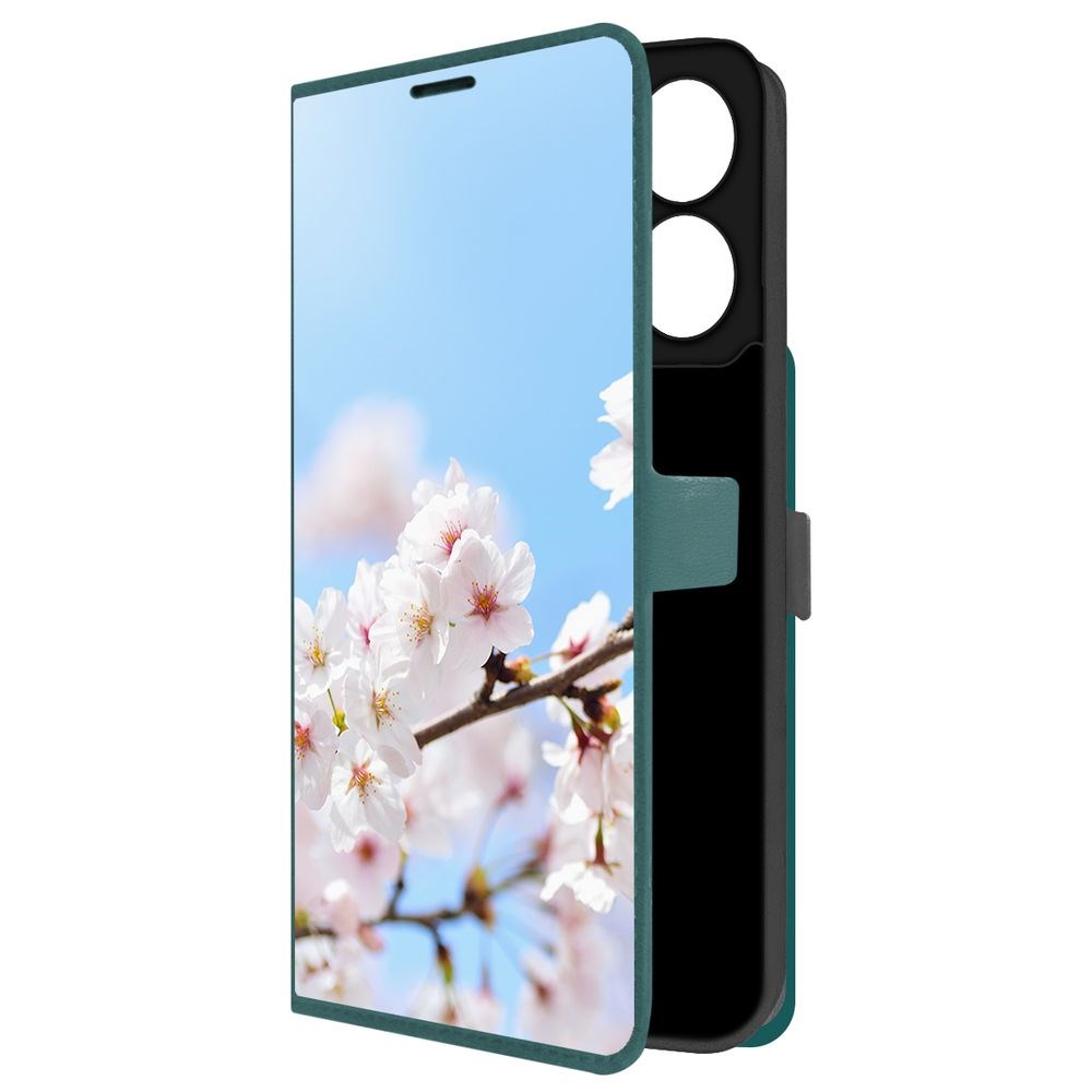 

Чехол-книжка Krutoff Eco Book для Xiaomi Poco C65 Цветение (зелёный опал), Зеленый