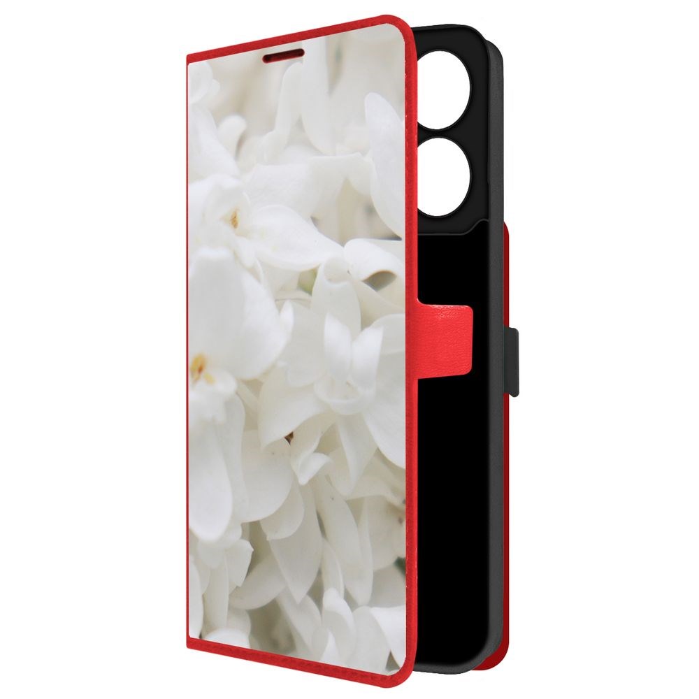 

Чехол-книжка Krutoff Eco Book для Xiaomi Poco C65 Белые лилии (красный)