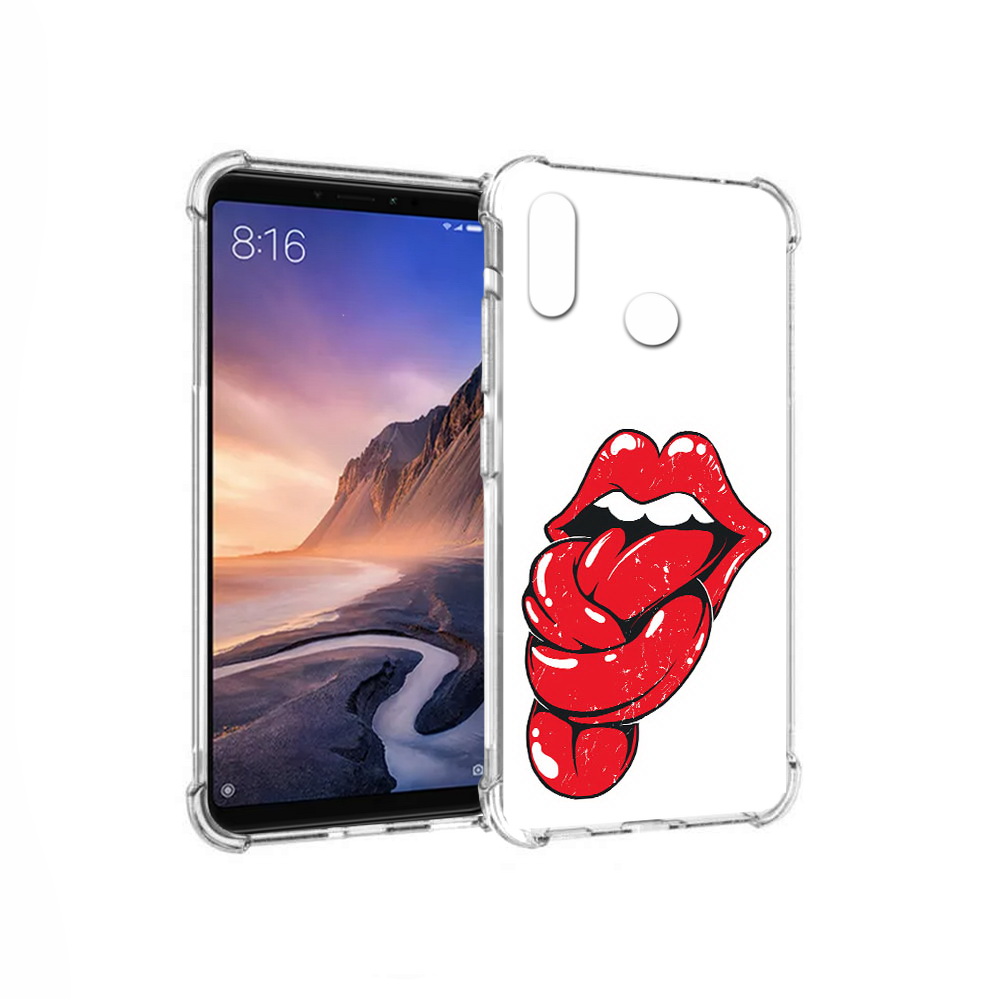 

Чехол MyPads Tocco для Xiaomi Mi Max 3 яркие губы с языком (PT115366.313.705), Прозрачный, Tocco