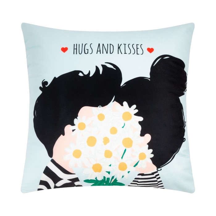 

Подушка Этель "Hugs and kisses" 40х40 см, велюр, 100% п/э, Разноцветный, Dino