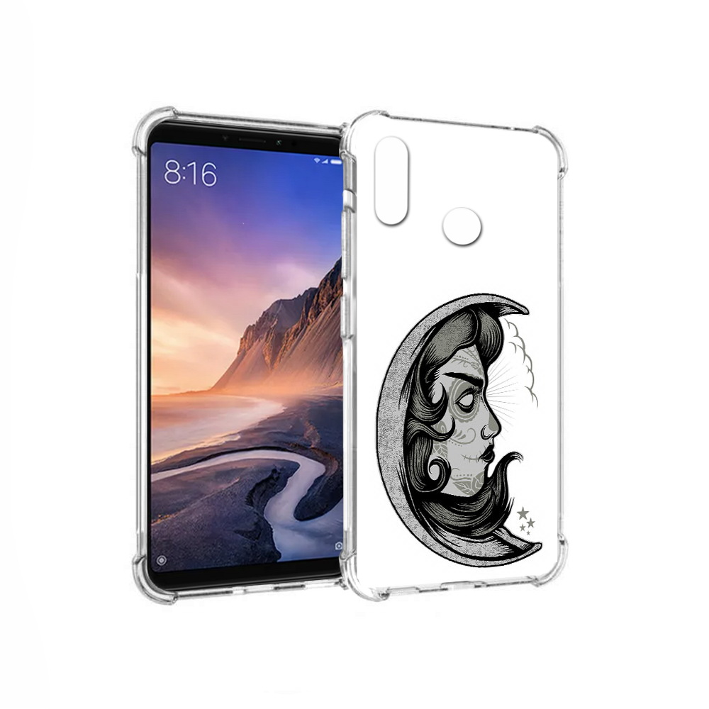 

Чехол MyPads Tocco для Xiaomi Mi Max 3 черно белая луна с лицом (PT115366.313.680), Прозрачный, Tocco