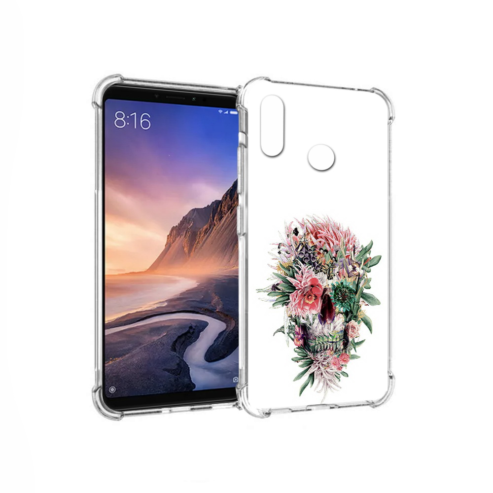 

Чехол MyPads Tocco для Xiaomi Mi Max 3 череп из цветов (PT115366.313.677), Прозрачный, Tocco