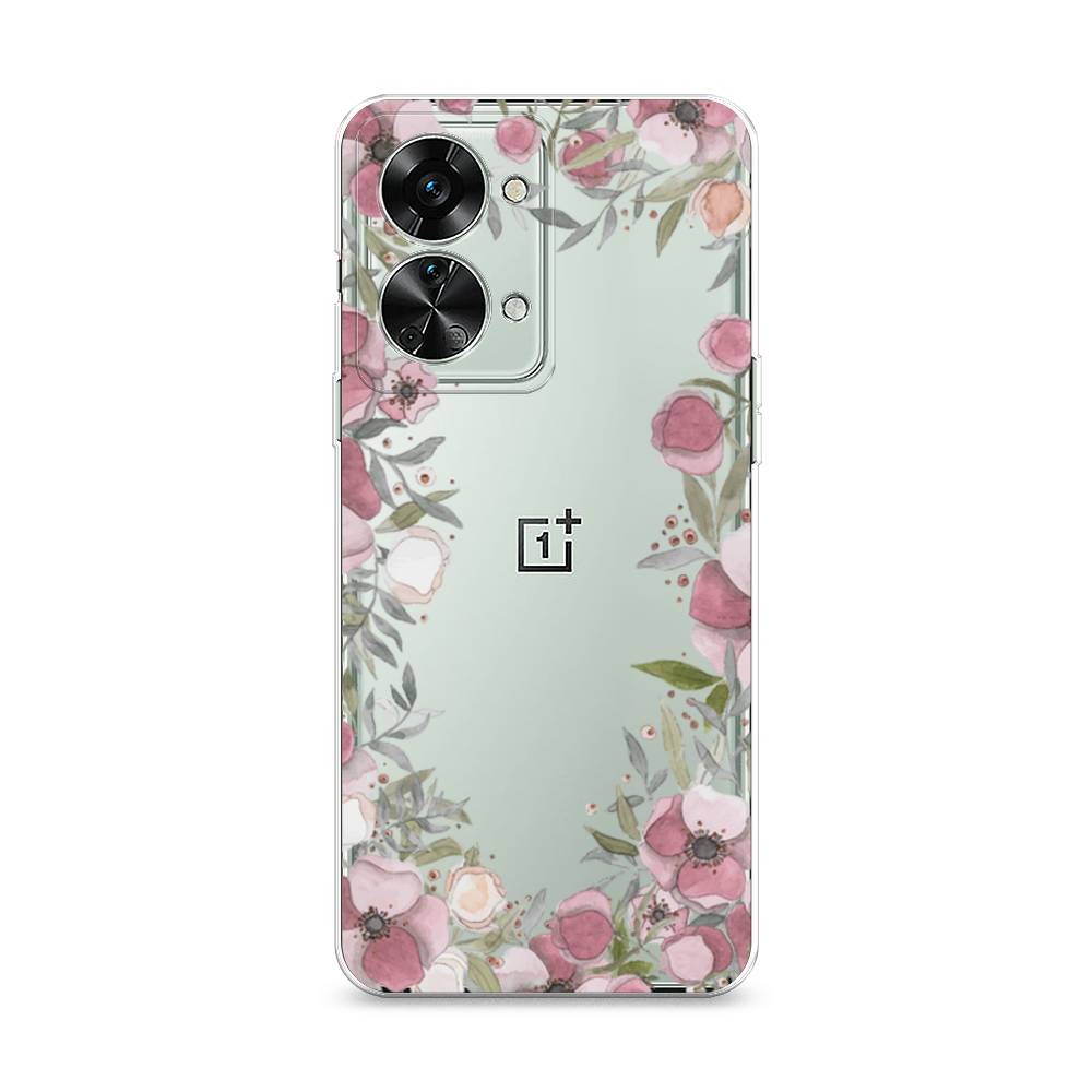 фото Силиконовый чехол "розовая цветочная рамка" на oneplus nord 2t awog