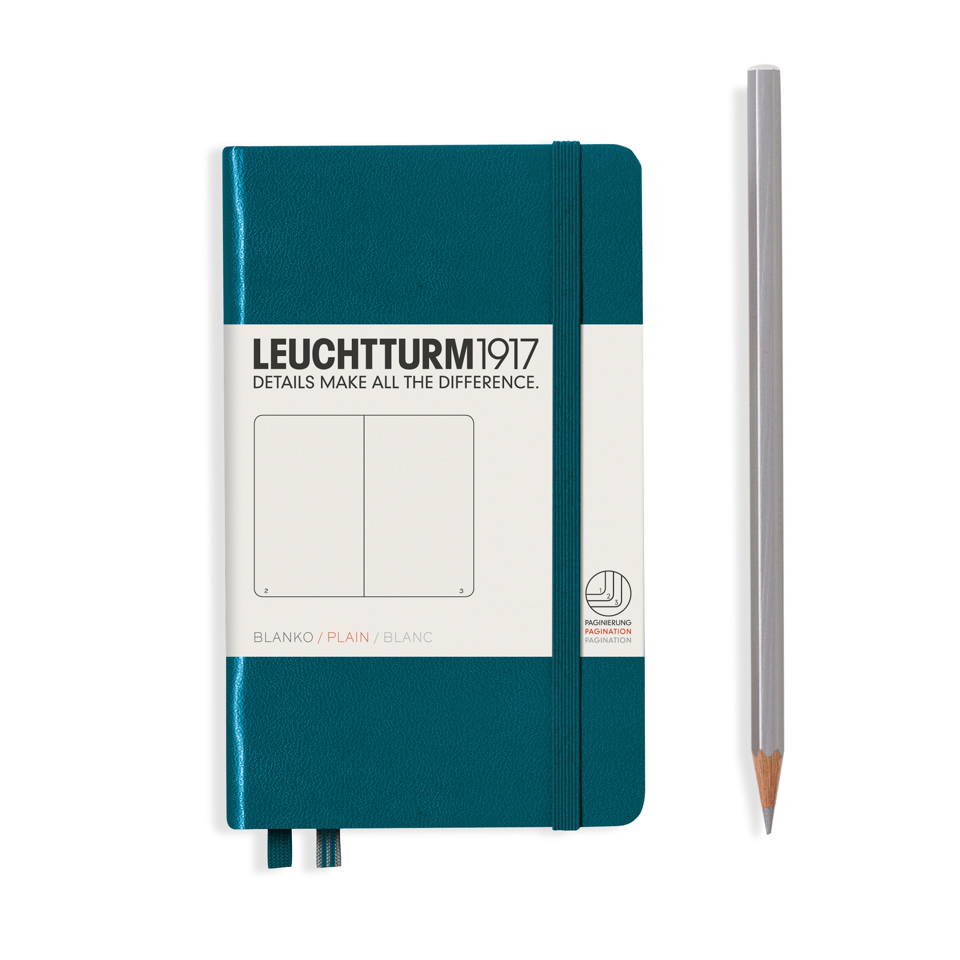 

Блокнот Leuchtturm A6 (нелинованный) 93 листа тихоокеанский зеленый твердая обложка, Hardcover Pocket