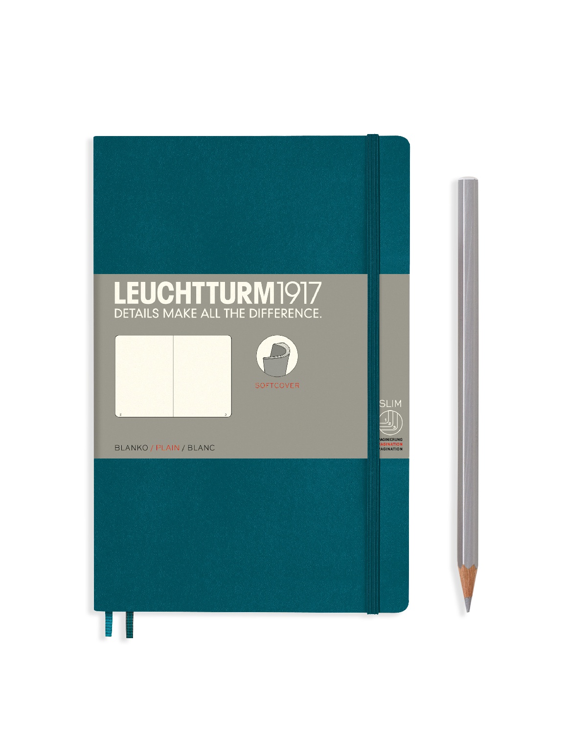 

Блокнот Leuchtturm Paperback В6+ (нелинованный) 61 л тихоокеанский зеленый мягк. обложка, Softcover Paperback