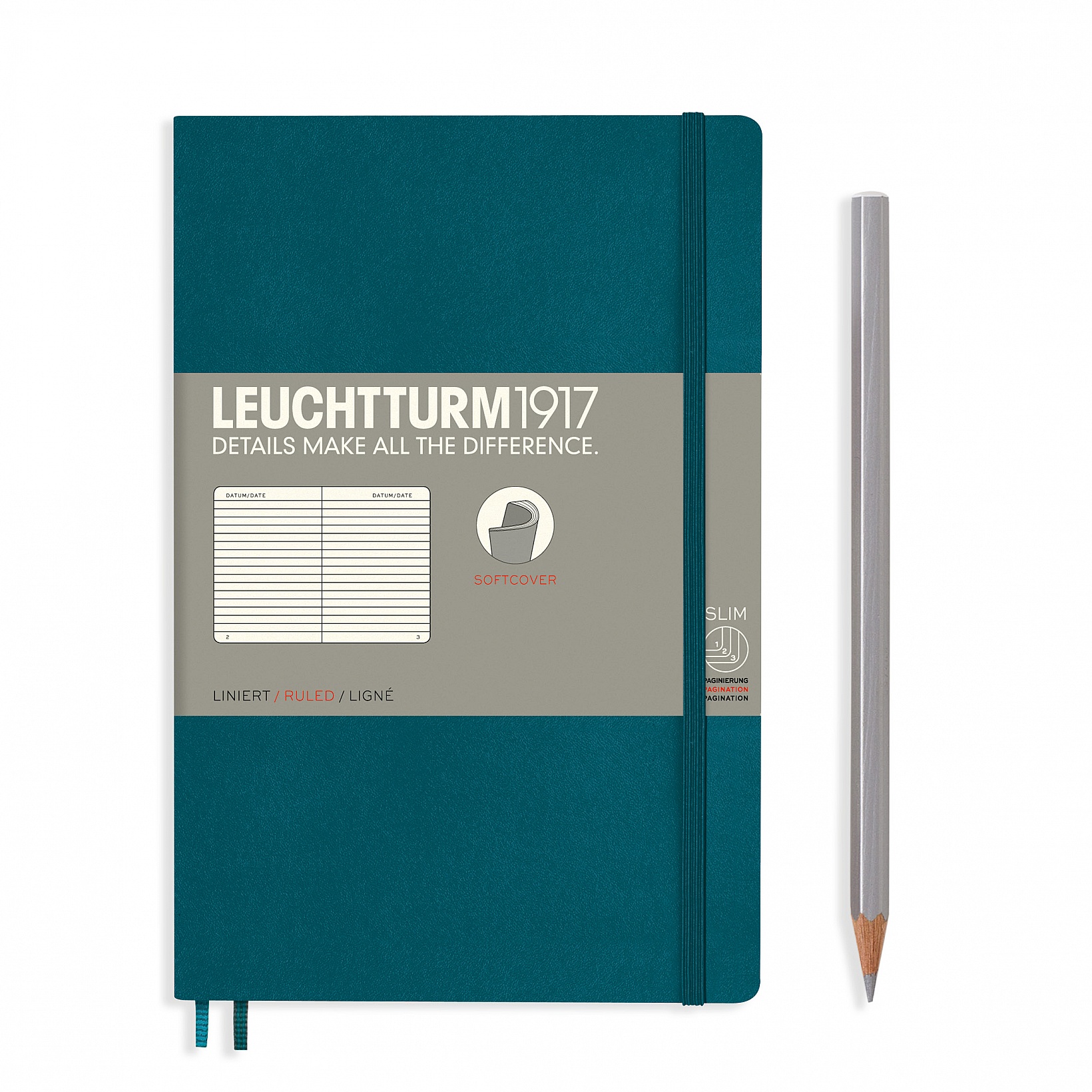 

Блокнот Leuchtturm Paperback В6+ (в линейку) 61 лист тихоокеанский зеленый мягкая обложка, Softcover Paperback