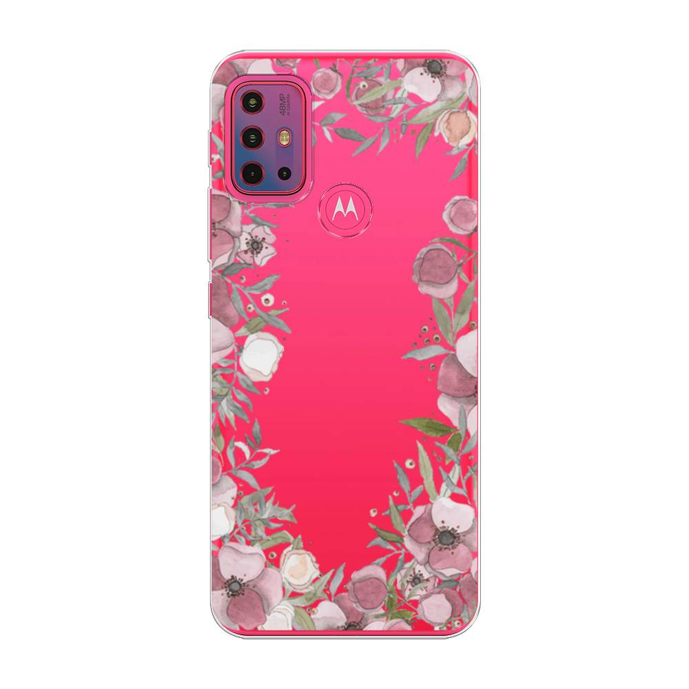 фото Силиконовый чехол "розовая цветочная рамка" на motorola moto g20 awog