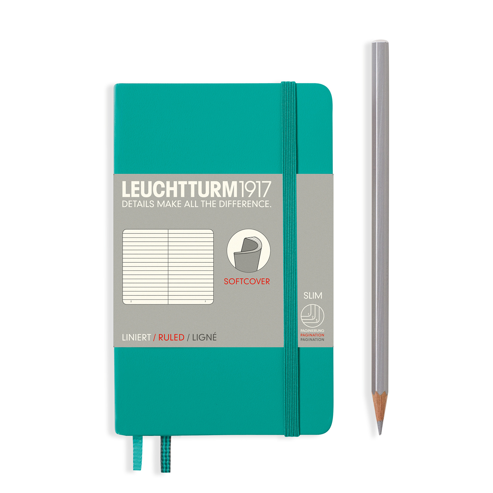 Блокнот Leuchtturm Pocket A6 нелинованный 61 лист изумрудный мягкая обложка
