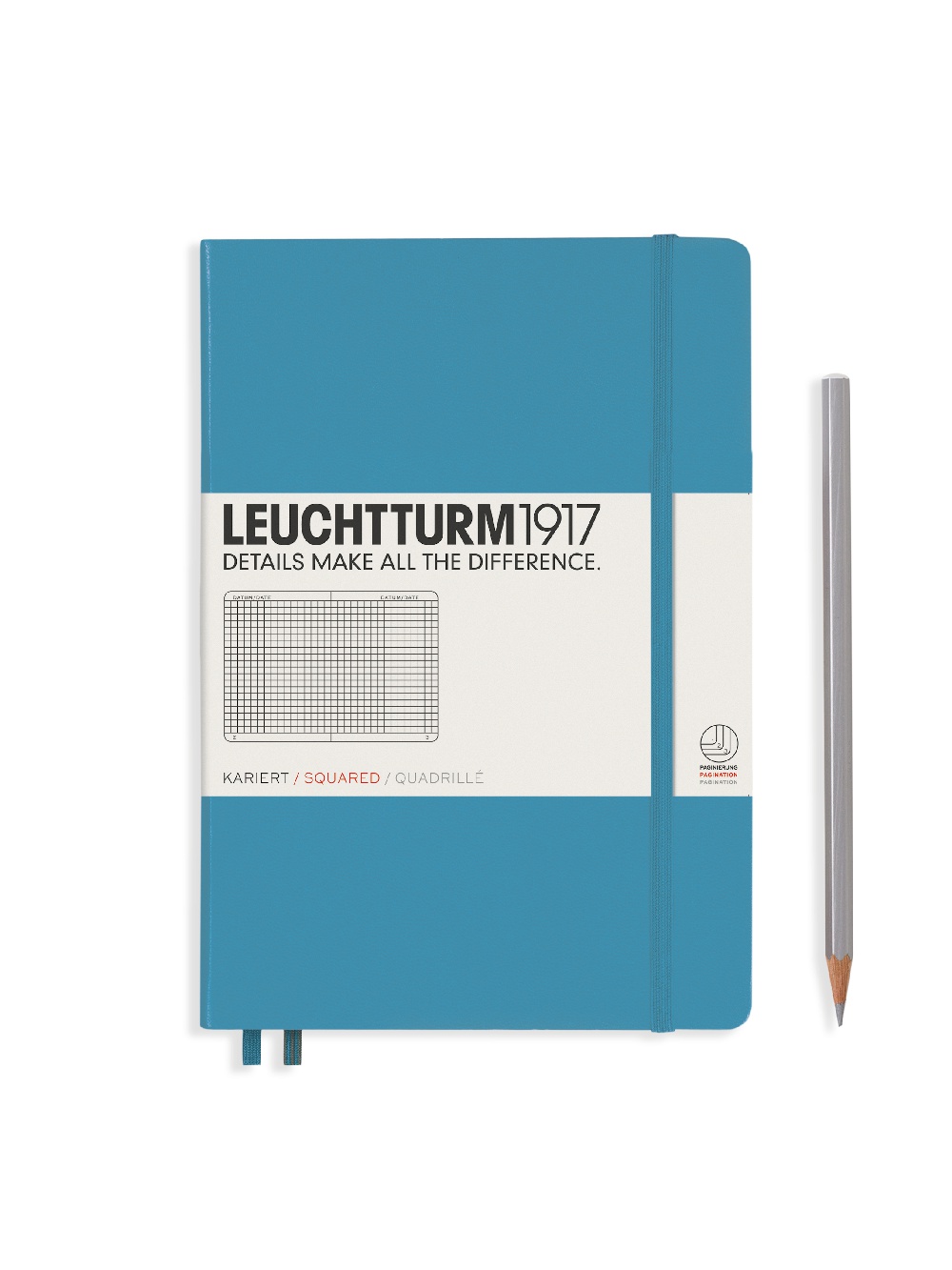 

Блокнот Leuchtturm А5 (в клетку) 125 листов нордический синий твердая обложка, Hardcover Medium