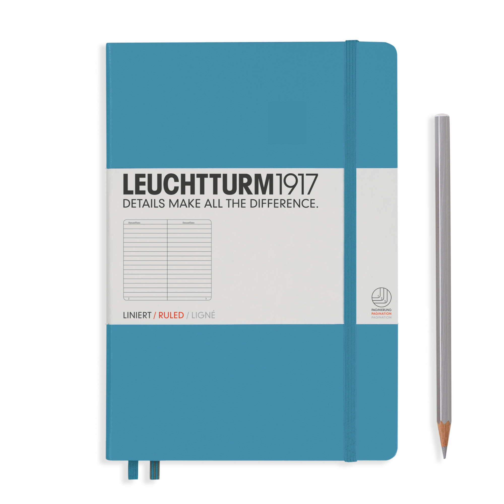 

Блокнот Leuchtturm A5 (в линейку) 125 листов нордический синий твердая обложка, Hardcover Medium