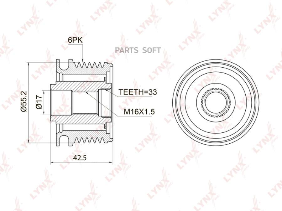 LYNXAUTO PA1009 Муфта обгонная шкива генератора