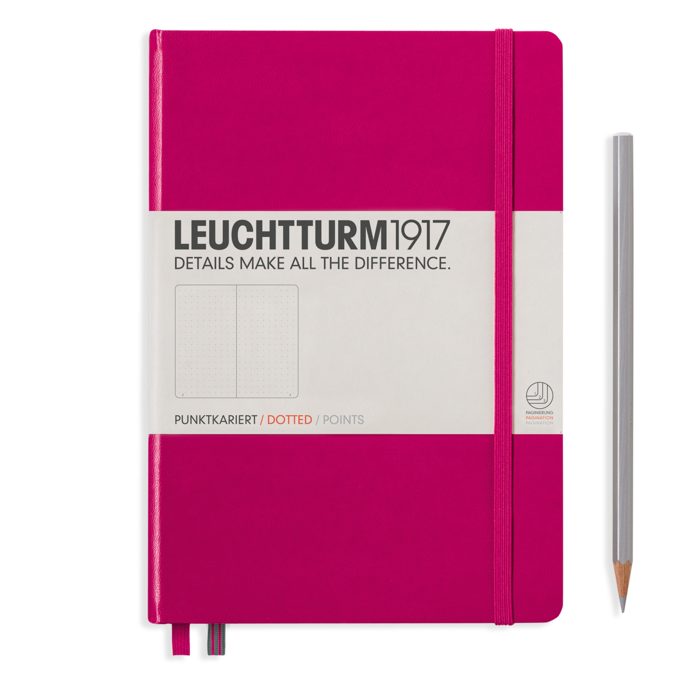 

Блокнот Leuchtturm A5 (в точку) 125 листов фуксия твердая обложка, Hardcover Medium