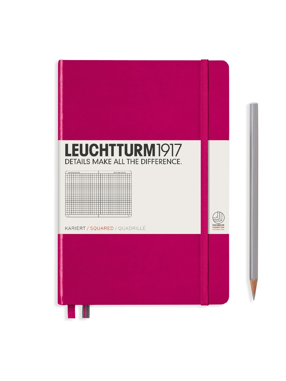 

Блокнот Leuchtturm А5 (в клетку) 125 листов фуксия твердая обложка, Hardcover Medium