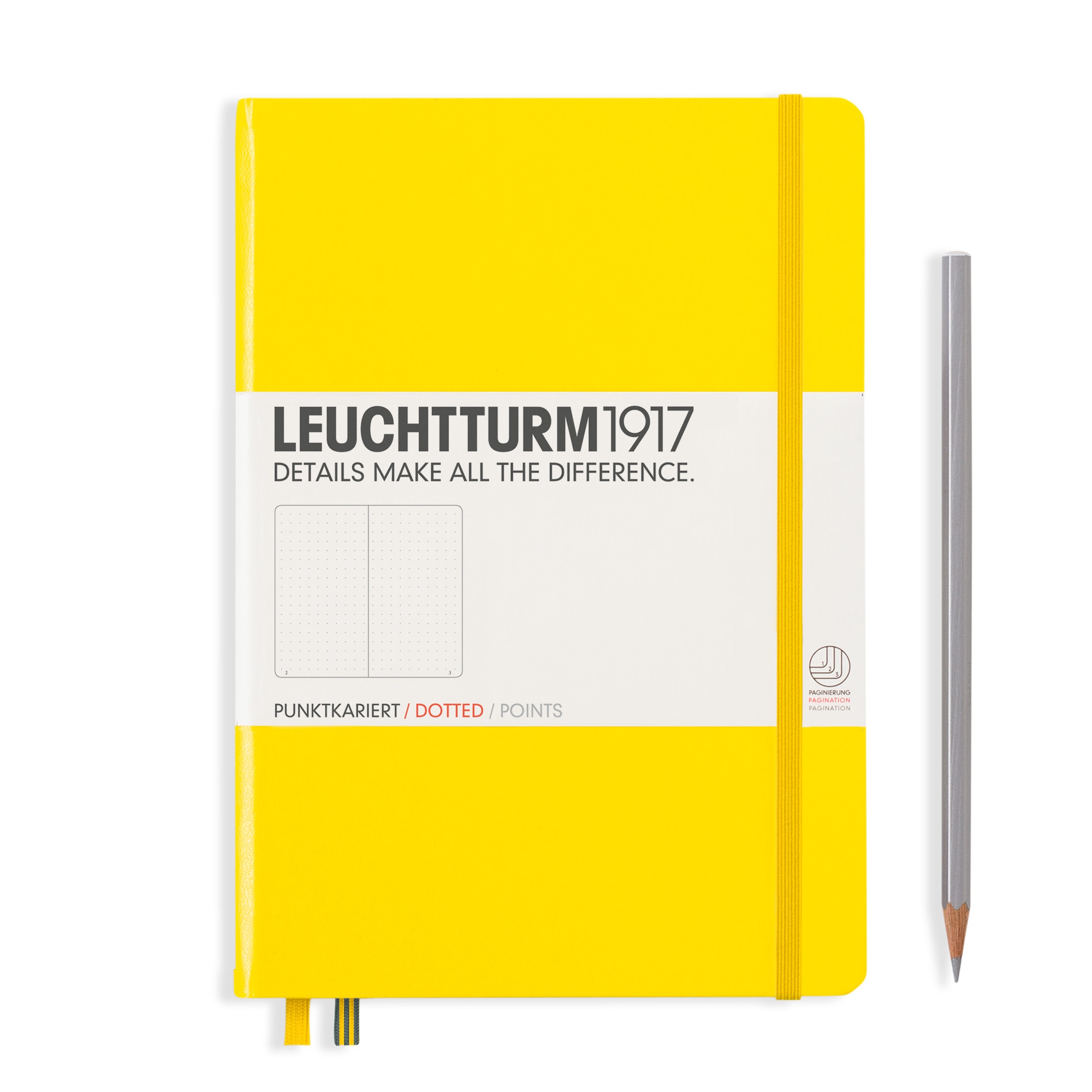 Блокнот Leuchtturm A5 в точку 125 листов лимонный твердая обложка