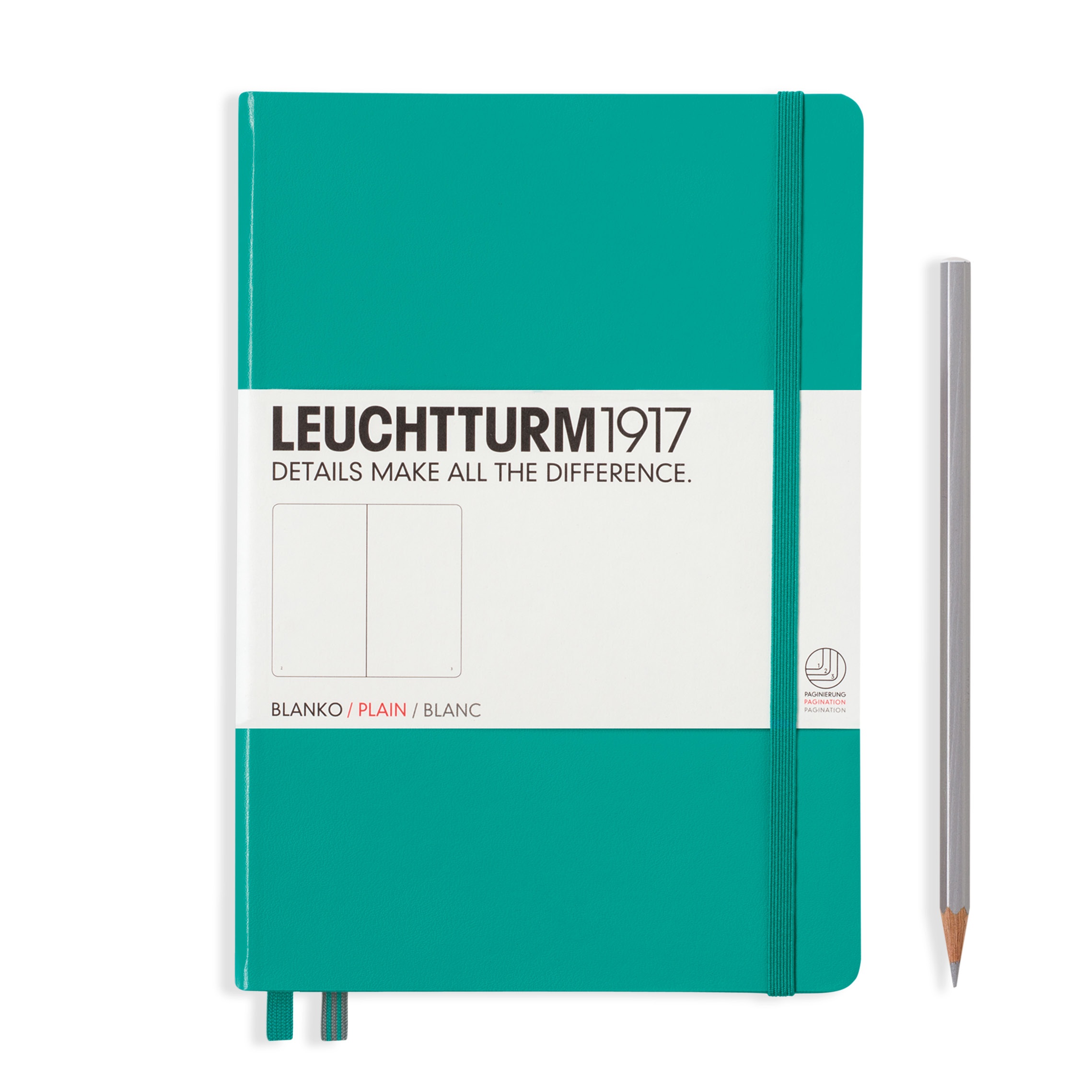 

Блокнот Leuchtturm A5 (нелинованный) 125 листов изумрудный твердая обложка, Hardcover Medium