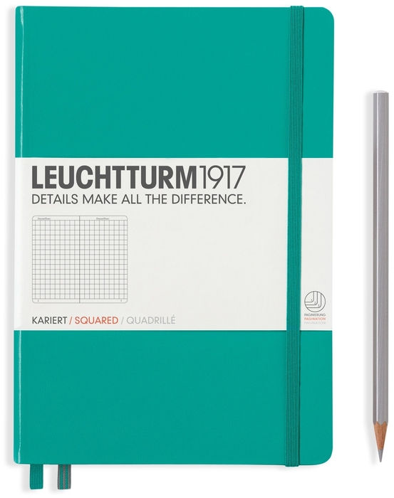 

Блокнот Leuchtturm А5 (в клетку) 125 листов изумрудный твердая обложка, Hardcover Medium